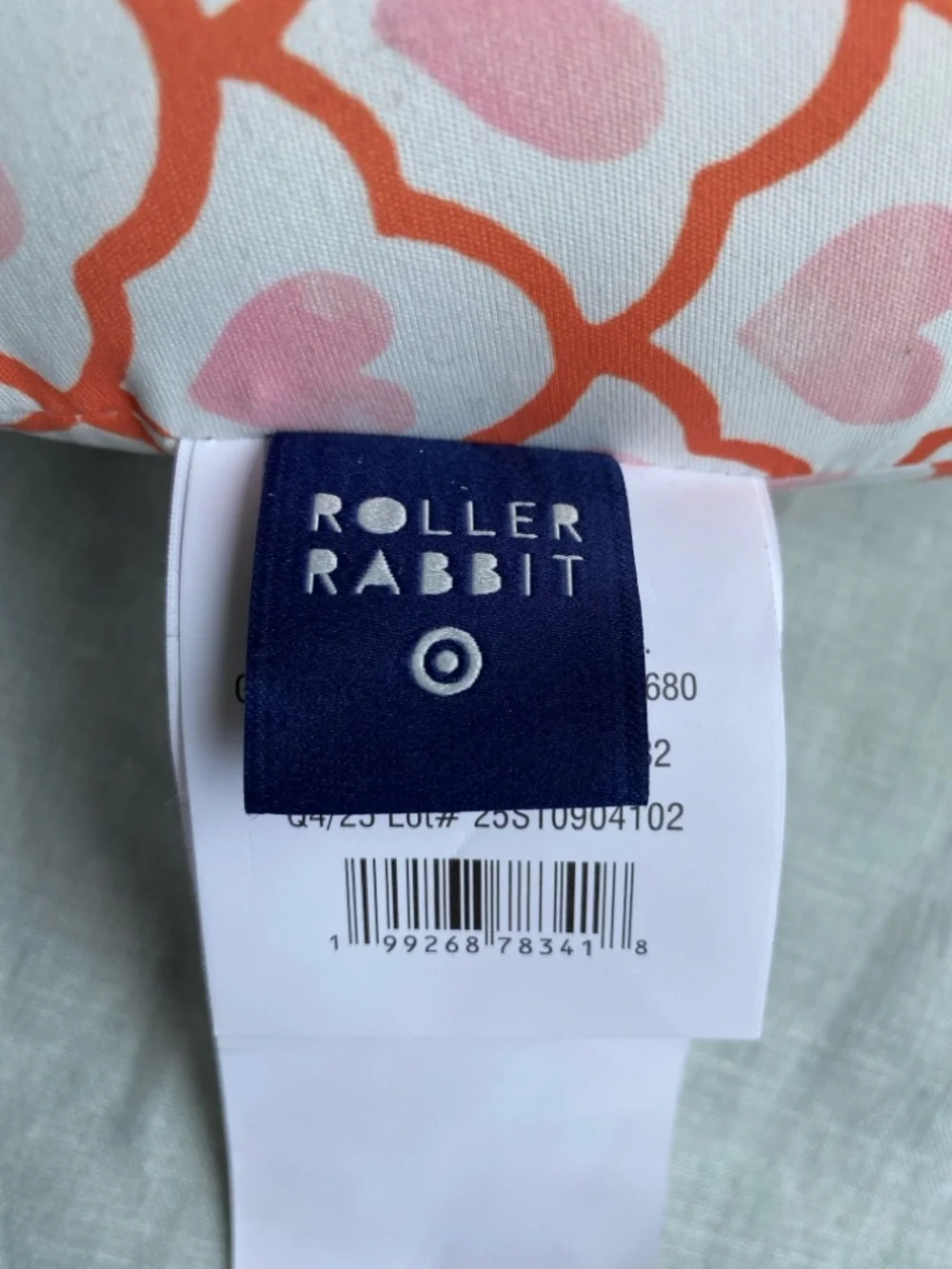 NWT Roller Rabbit x Target geo hearts pink white travel neck pillow